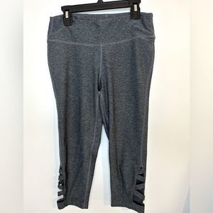 Apana Grey Capri Yoga Pants w/ Criss Cross Lower Leg Size Small